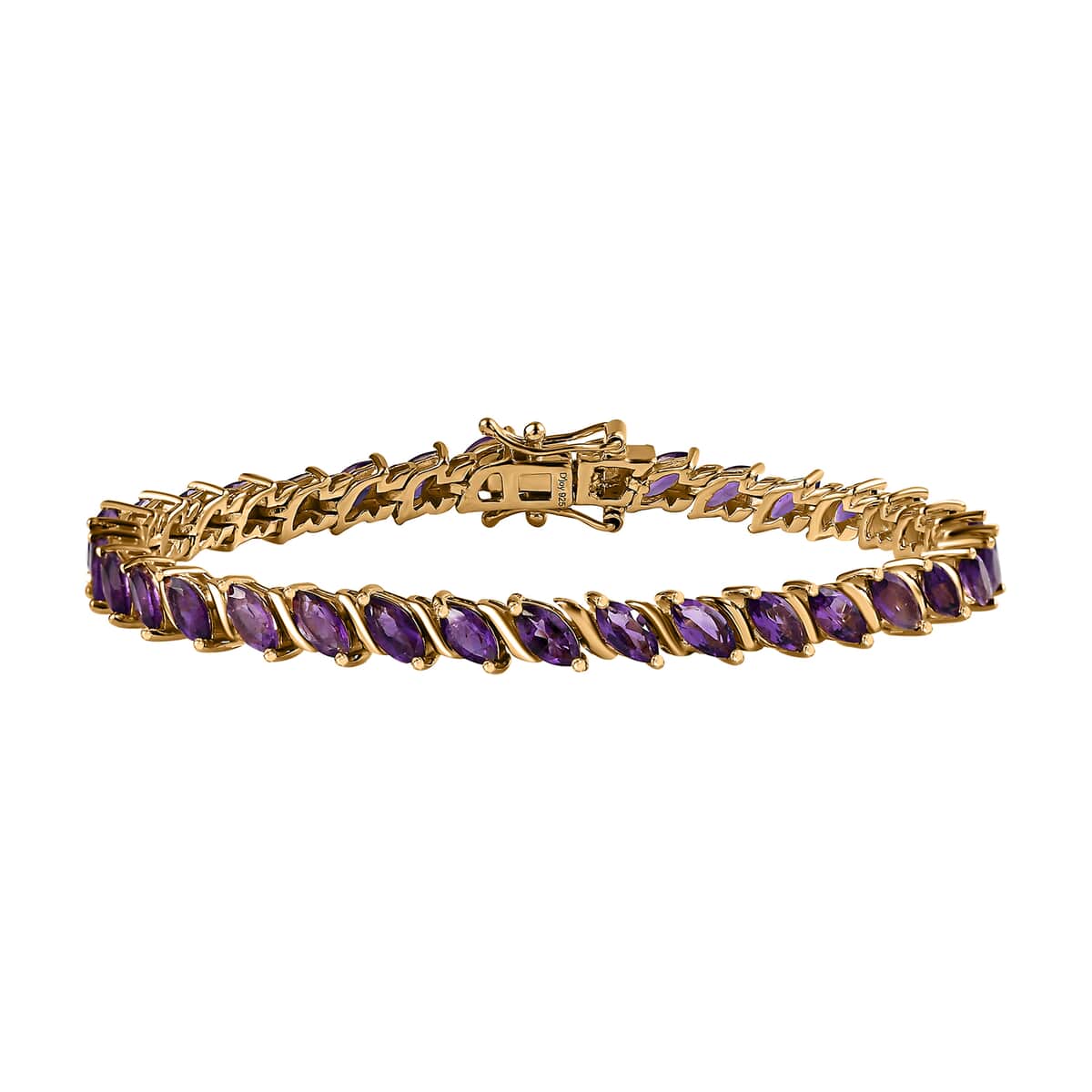 Premium African Amethyst Tennis Bracelet in Vermeil Yellow Gold Over Sterling Silver (7.25 In) 7.65 ctw image number 0