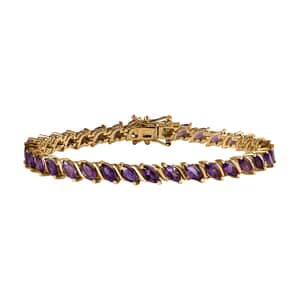 Premium African Amethyst Tennis Bracelet in Vermeil Yellow Gold Over Sterling Silver (7.25 In) 7.65 ctw