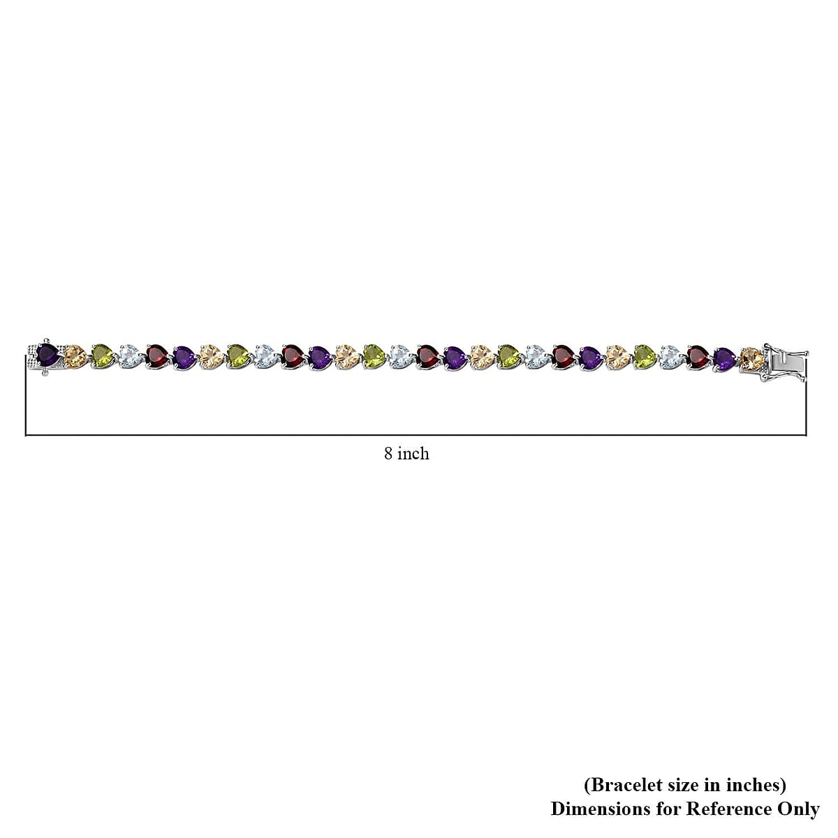 Multi Gemstone Link Heart Bracelet in Platinum Over Sterling Silver (7.25 In) 23.60 ctw image number 4