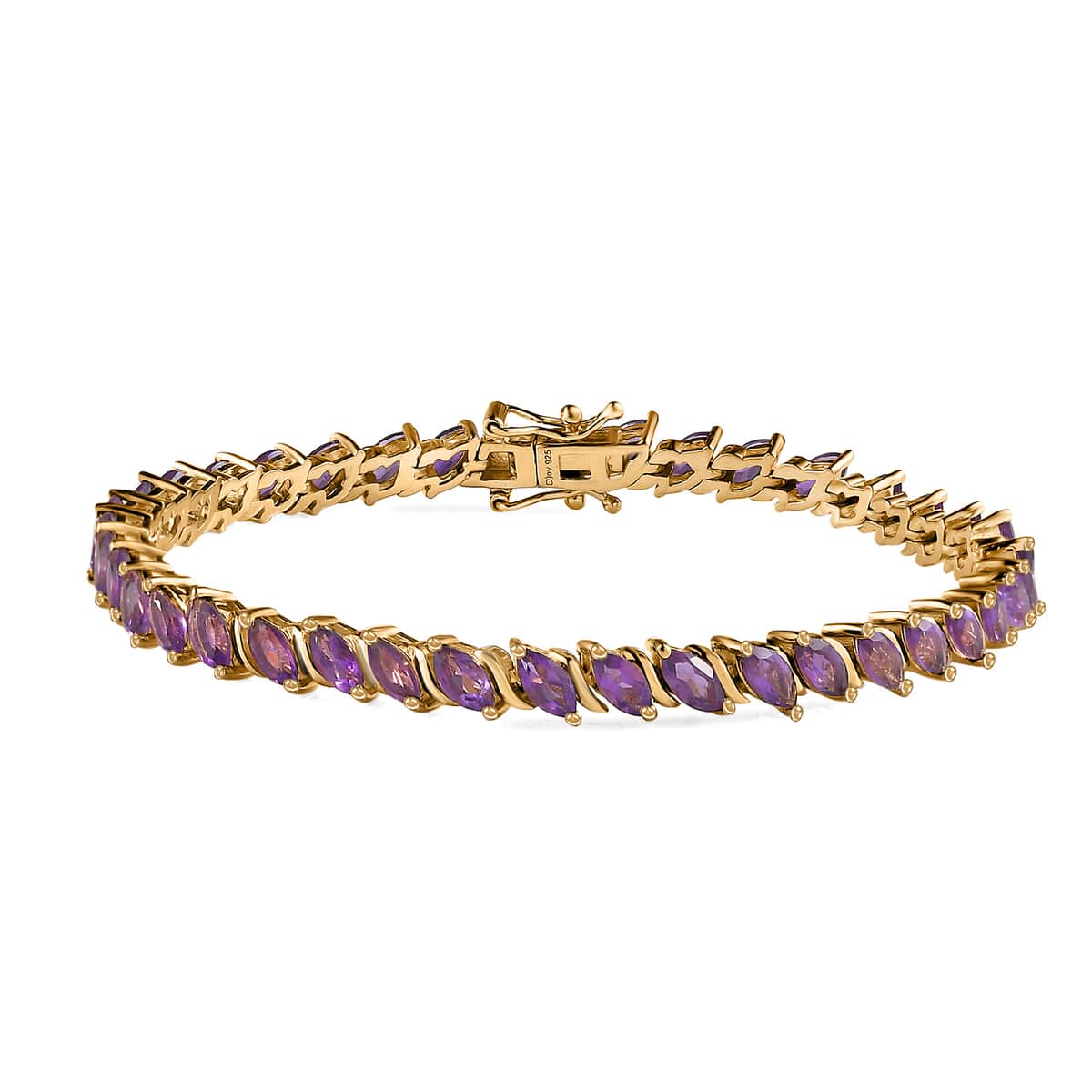 Premium African Amethyst Tennis Bracelet in Vermeil Yellow Gold Over Sterling Silver (8.00 In) 8.50 ctw image number 0