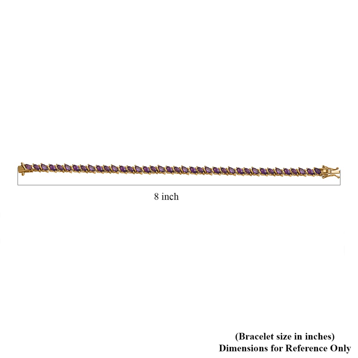 Premium African Amethyst Tennis Bracelet in Vermeil Yellow Gold Over Sterling Silver (8.00 In) 8.50 ctw image number 4