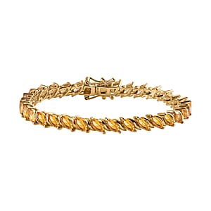 Premium Brazilian Citrine Tennis Bracelet in Vermeil Yellow Gold Over Sterling Silver (6.50 In) 6.85 ctw