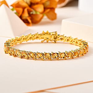Premium Brazilian Citrine Tennis Bracelet in Vermeil Yellow Gold Over Sterling Silver (6.50 In) 6.85 ctw