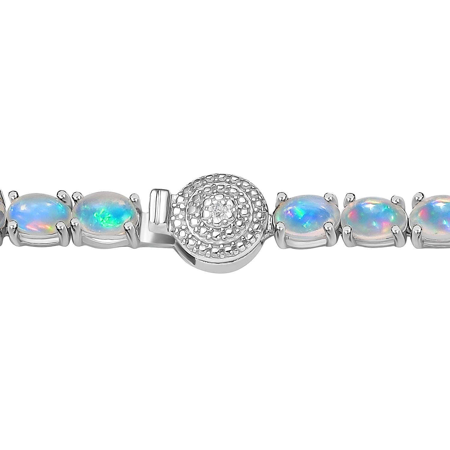 Ethiopian Welo Opal and Diamond Necklace 18 Inches in Platinum Over Sterling Silver 22.90 ctw