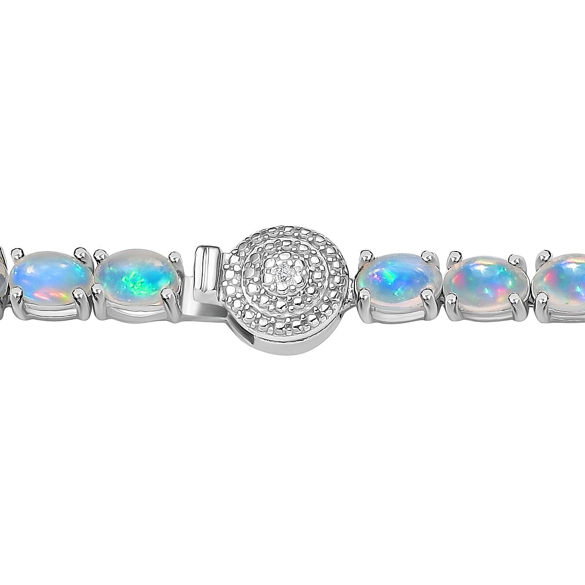 Ethiopian Welo Opal and Diamond Necklace 18 Inches in Platinum Over Sterling Silver 22.90 ctw image number 5