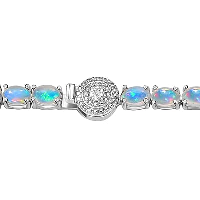 Ethiopian Welo Opal and Diamond Necklace 18 Inches in Platinum Over Sterling Silver 22.90 ctw