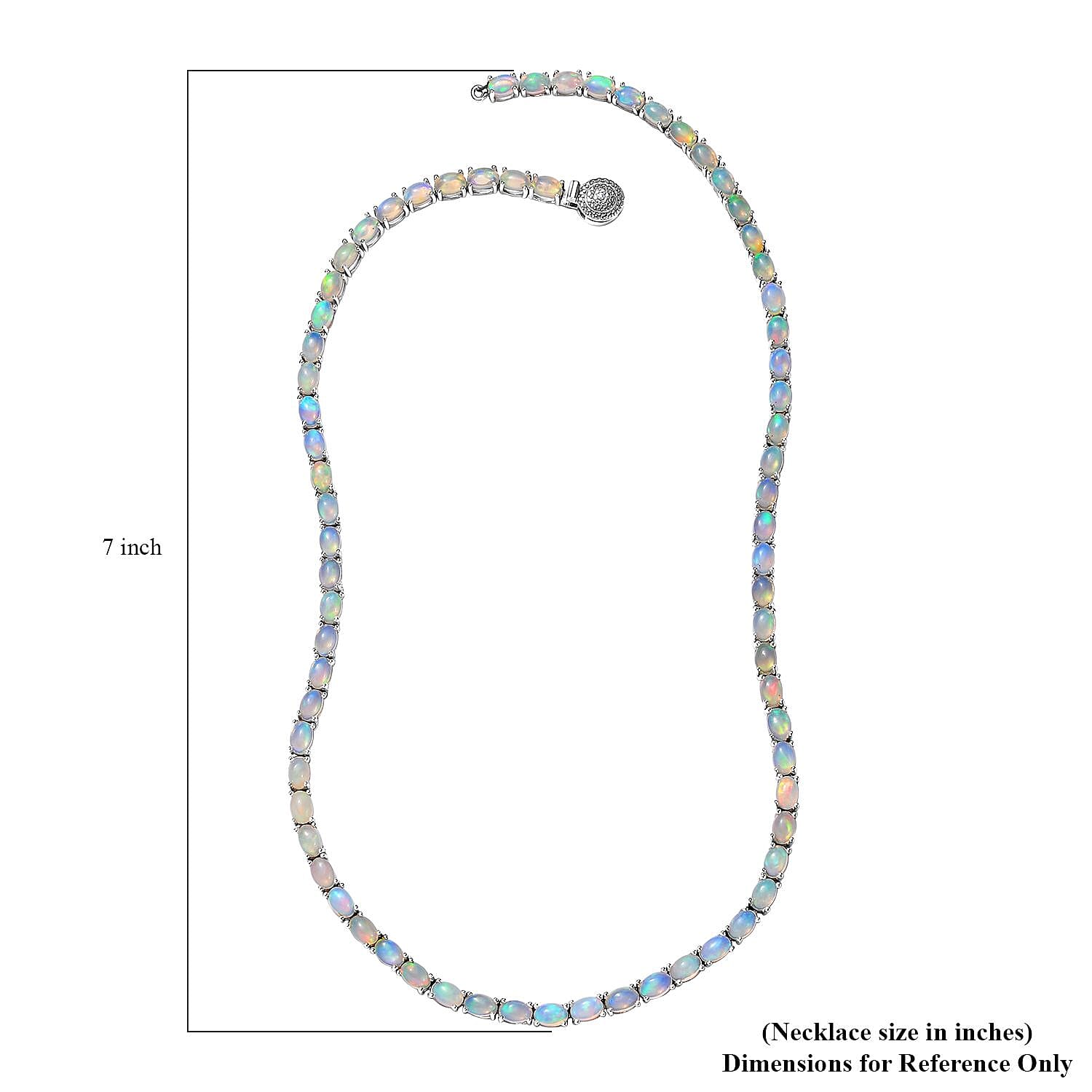 Ethiopian Welo Opal and Diamond Necklace 18 Inches in Platinum Over Sterling Silver 22.90 ctw