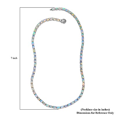 Ethiopian Welo Opal and Diamond Necklace 18 Inches in Platinum Over Sterling Silver 22.90 ctw