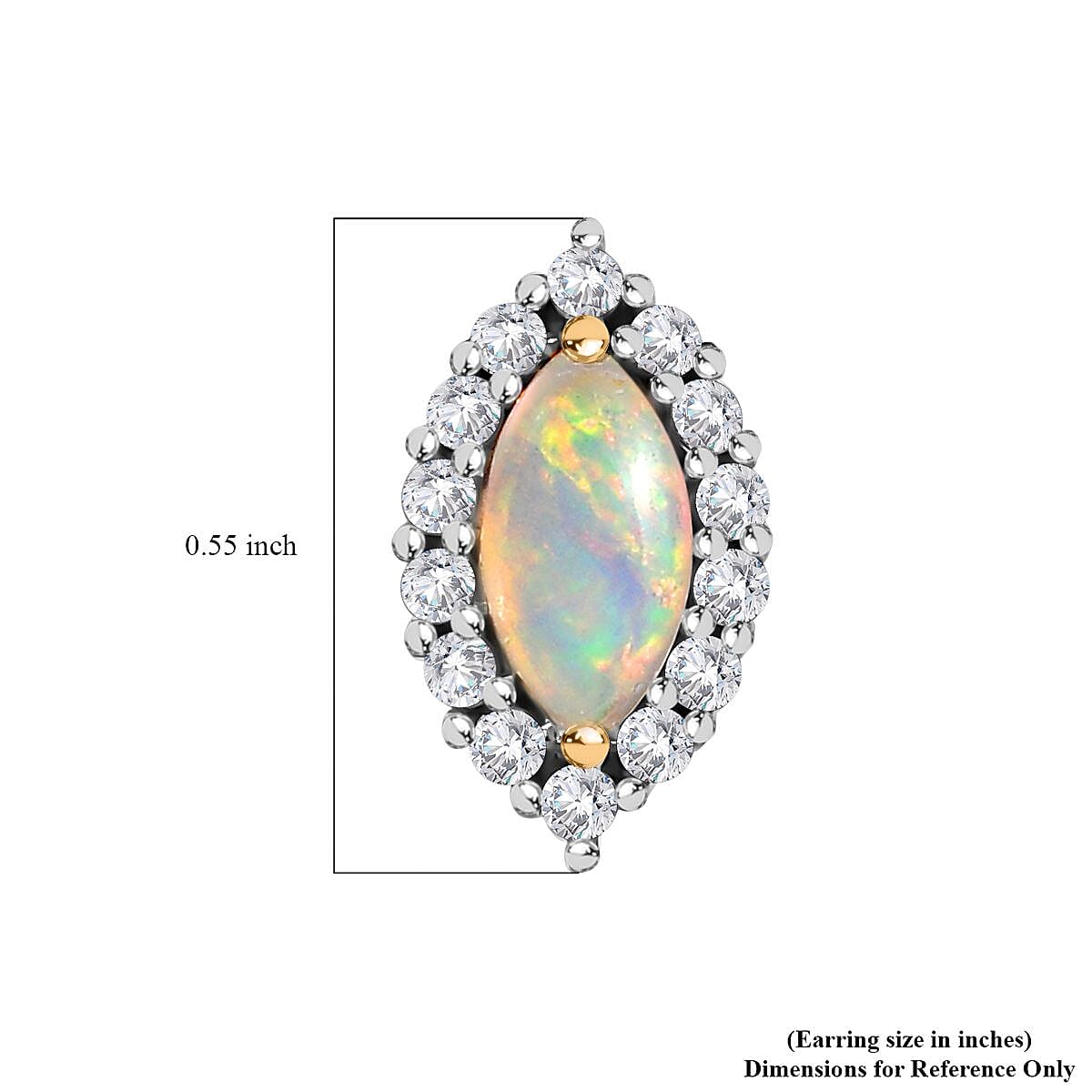 Ethiopian Welo Opal and White Zircon Halo Stud Earrings in Vermeil Yellow Gold Over Sterling Silver 1.35 ctw image number 5
