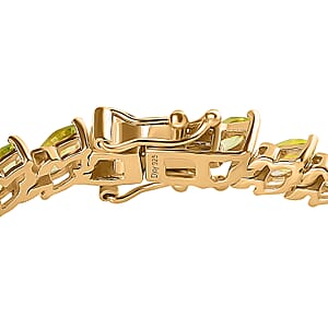 Premium Peridot Tennis Bracelet in Vermeil Yellow Gold Over Sterling Silver (7.25 In) 9.35 ctw