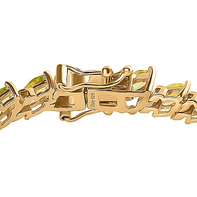 Premium Peridot Tennis Bracelet in Vermeil Yellow Gold Over Sterling Silver (7.25 In) 9.35 ctw