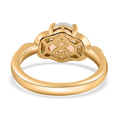 Ethiopian Welo Opal and Chrome Diopside Ring in Vermeil Yellow Gold Over Sterling Silver (Size 10.0) 1.25 ctw