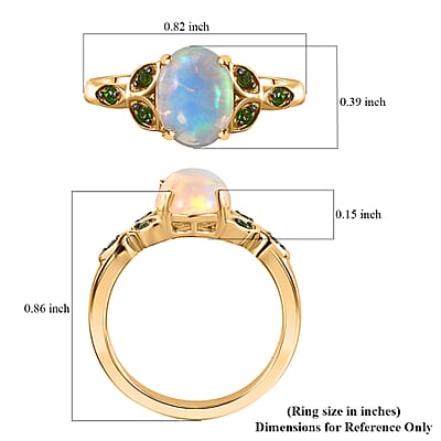 Ethiopian Welo Opal and Chrome Diopside Ring in Vermeil Yellow Gold Over Sterling Silver (Size 10.0) 1.25 ctw