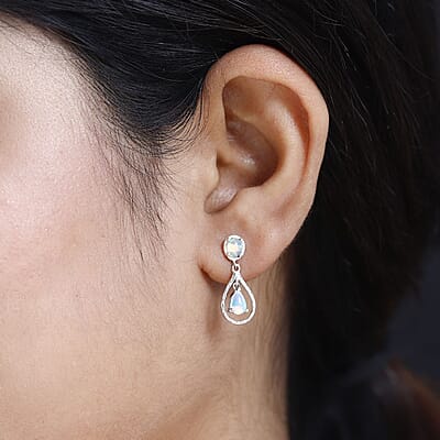 Ethiopian Welo Opal Dangle Earrings in Platinum Over Sterling Silver 1.00 ctw