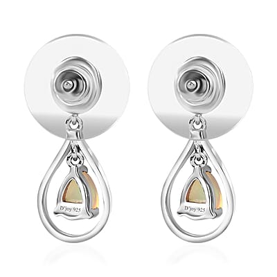 Ethiopian Welo Opal Dangle Earrings in Platinum Over Sterling Silver 1.00 ctw