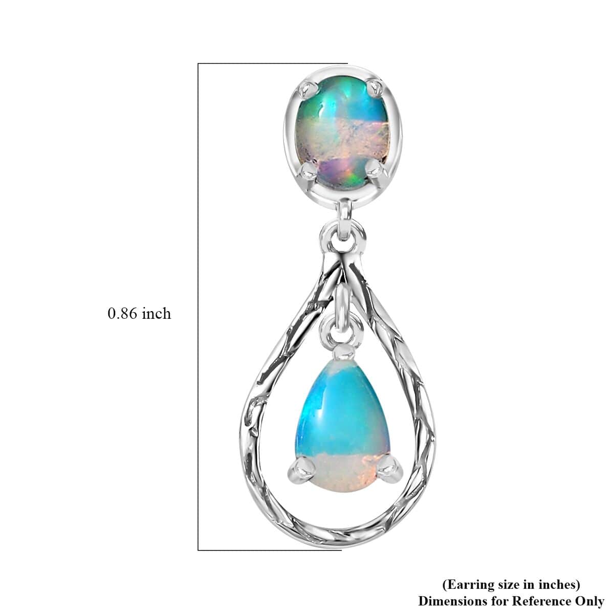Ethiopian Welo Opal Dangle Earrings in Platinum Over Sterling Silver 1.00 ctw image number 6