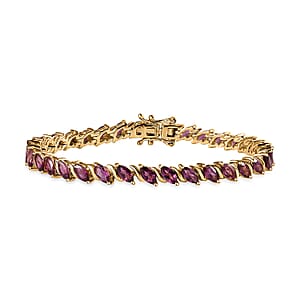D'Joy Premium Orissa Rhodolite Garnet Tennis Bracelet in Vermeil Yellow Gold Over Sterling Silver (7.25 In) 10.10 ctw