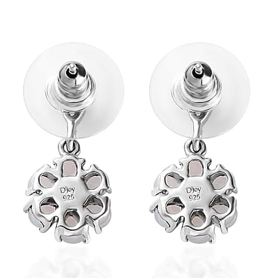 Ethiopian Welo Opal and Malgache Neon Apatite Floral Earrings in Platinum Over Sterling Silver 1.60 ctw