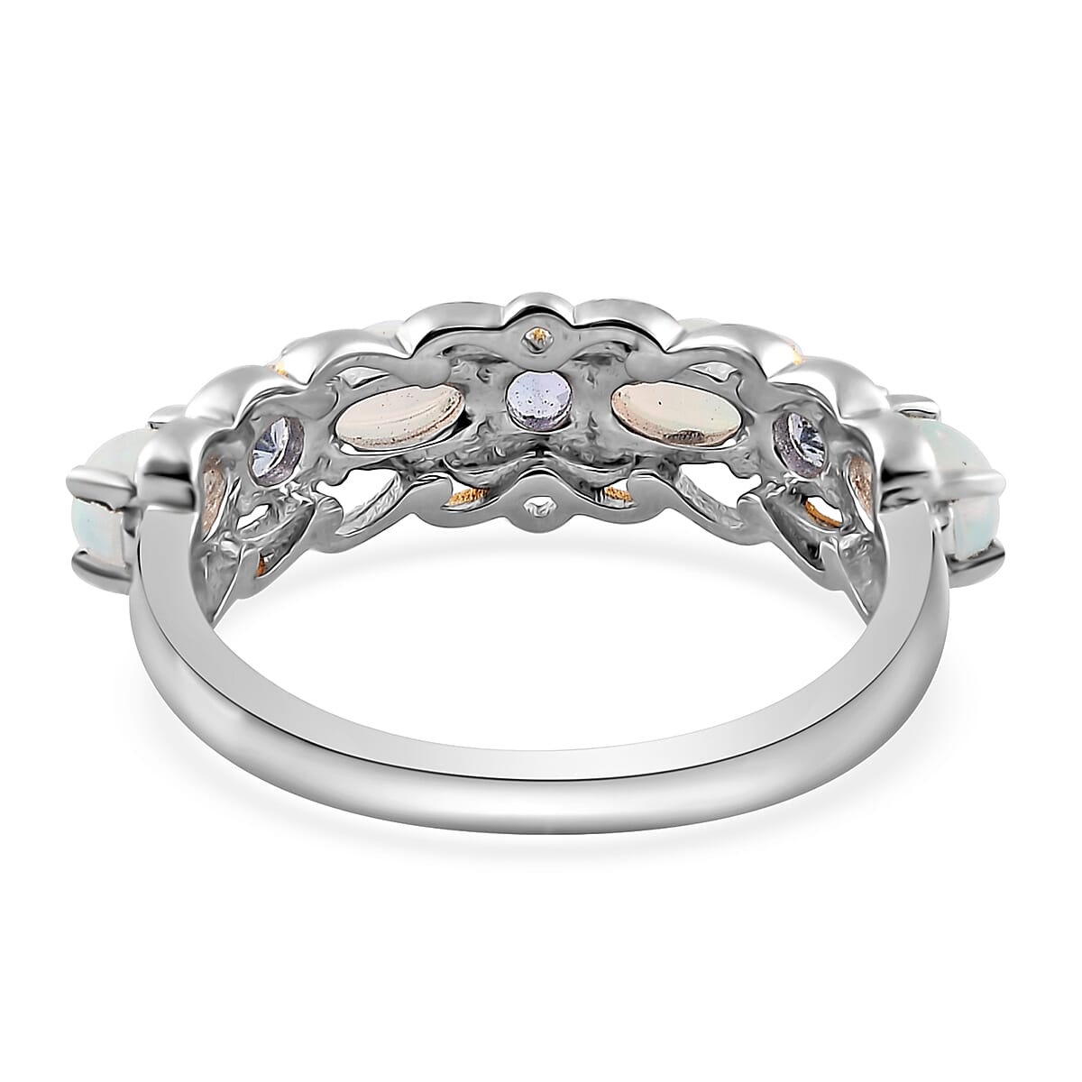 Ethiopian Welo Opal and Tanzanite Ring in Vermeil YG and Platinum Over Sterling Silver (Size 10.0) 1.00 ctw