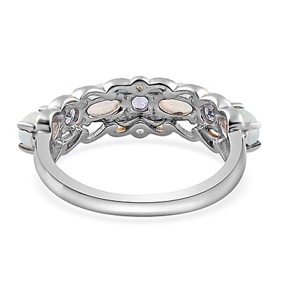 Ethiopian Welo Opal and Tanzanite Ring in Vermeil YG and Platinum Over Sterling Silver (Size 10.0) 1.00 ctw