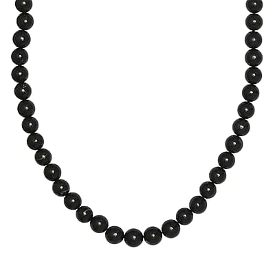 Shungite Beaded Necklace 20-24 Inches with Slider Magnetic Lock in Rhodium Over Sterling Silver 250.00 ctw
