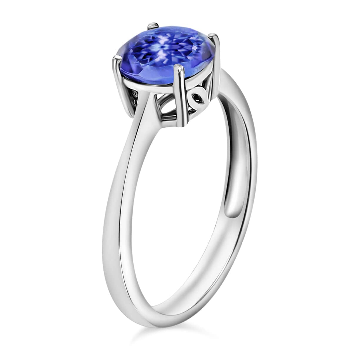 Tanzanite Solitaire Ring in Platinum Over Sterling Silver (Size 10.0) 1.50 ctw image number 2