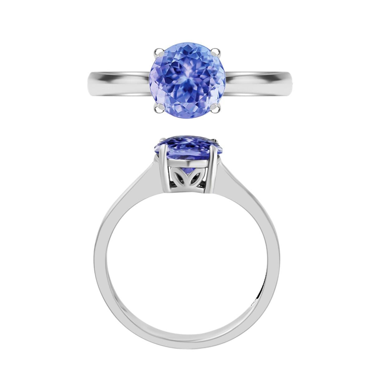 Tanzanite 1.50 ctw Solitaire Ring in Platinum Over Sterling Silver (Size 5.5) image number 3