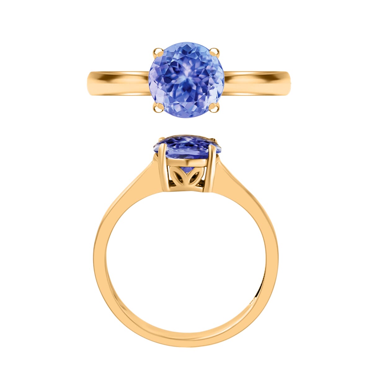 Tanzanite 1.50 ctw Solitaire Ring in Vermeil Yellow Gold Over Sterling Silver (Size 11.0) image number 3