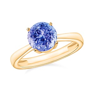 Tanzanite 1.50 ctw Solitaire Ring in Vermeil Yellow Gold Over Sterling Silver (Size 11.5) (Del. in 10-12 Days)