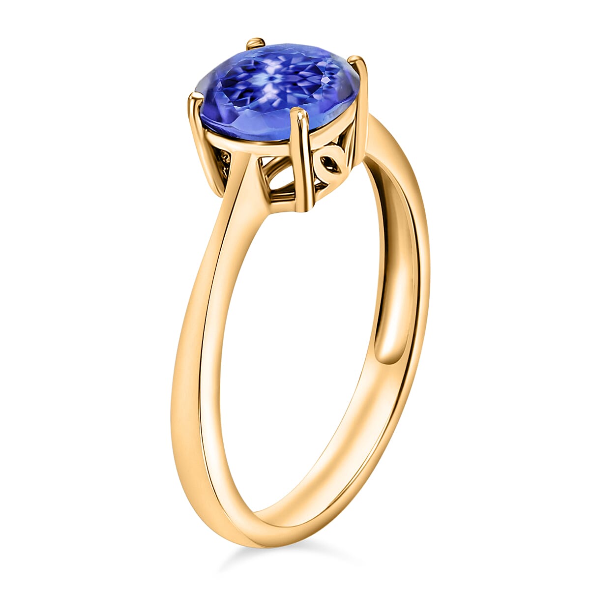 Tanzanite 1.50 ctw Solitaire Ring in Vermeil Yellow Gold Over Sterling Silver (Size 4.0)