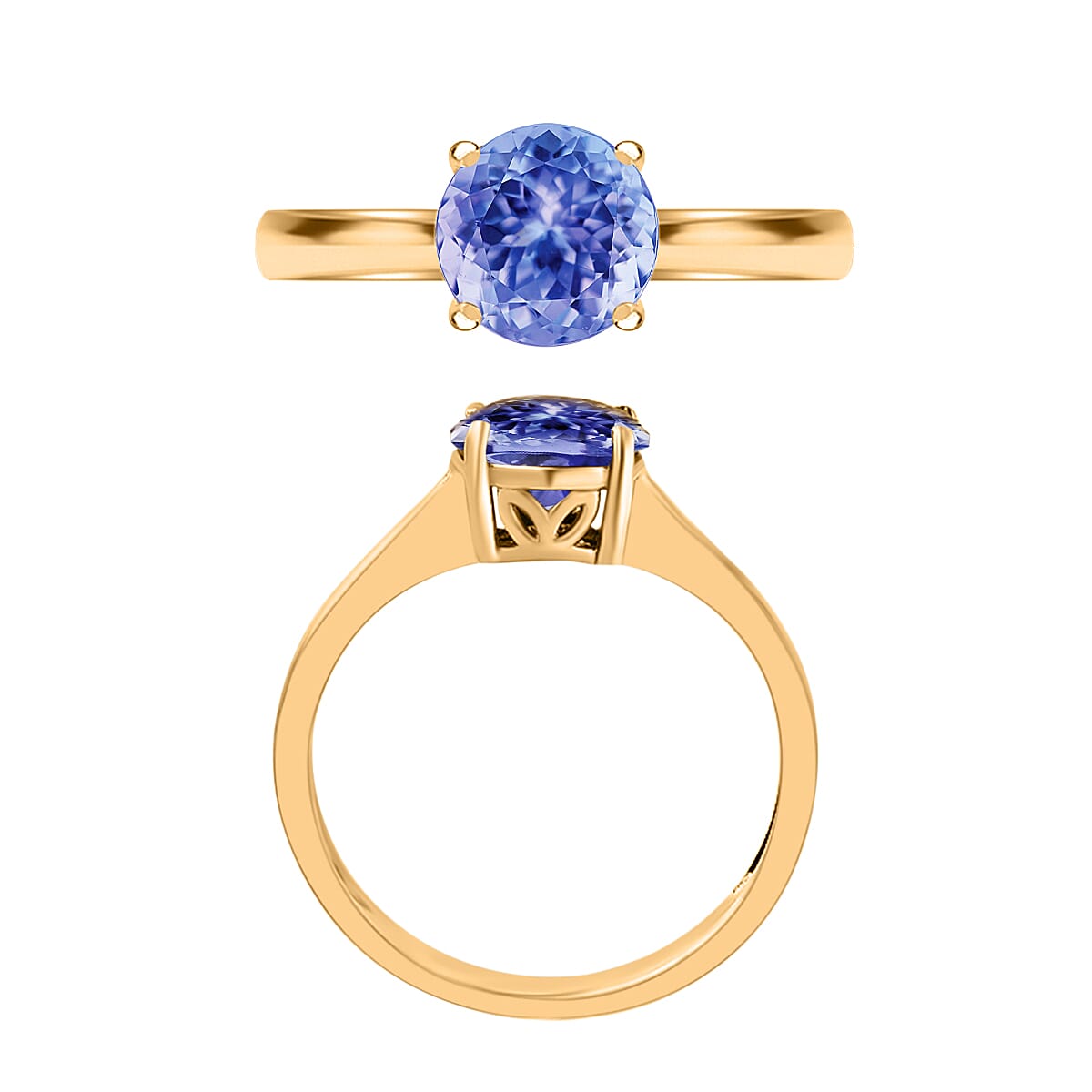 Tanzanite 1.50 ctw Solitaire Ring in Vermeil Yellow Gold Over Sterling Silver (Size 4.0)