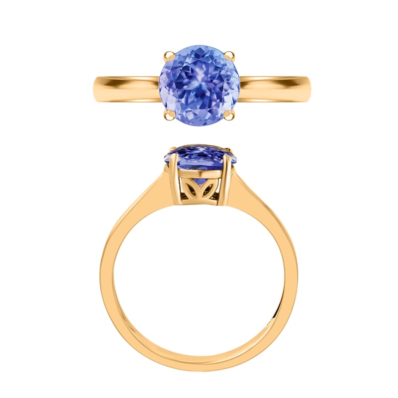 Tanzanite 1.50 ctw Solitaire Ring in Vermeil Yellow Gold Over Sterling Silver (Size 4.0)