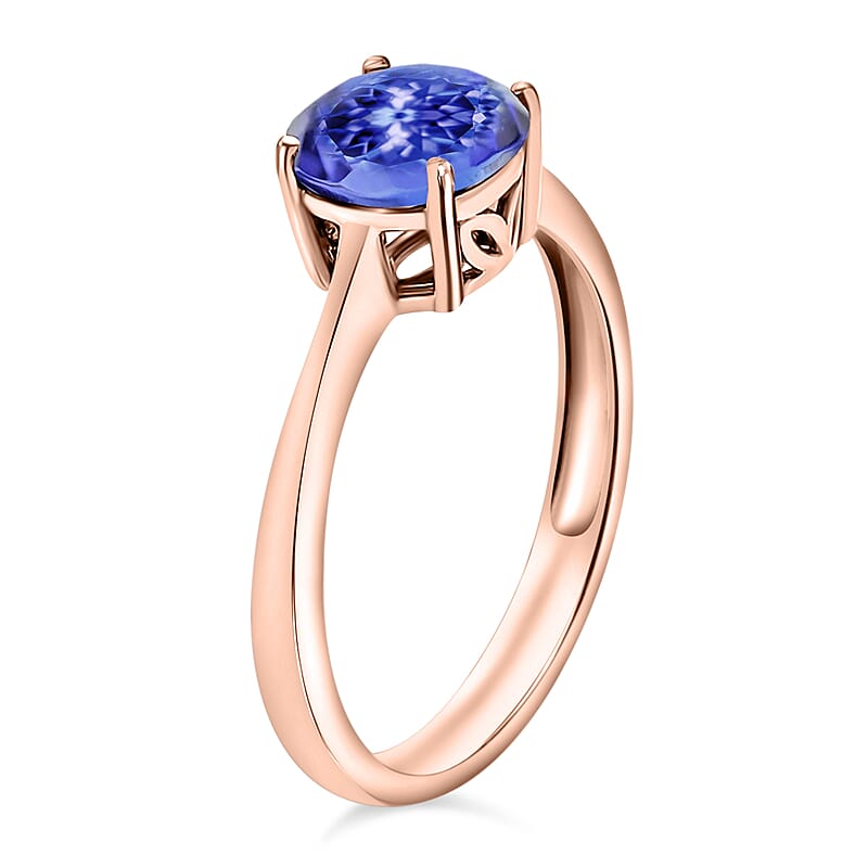 Tanzanite 1.50 ctw Solitaire Ring in Vermeil Rose Gold Over Sterling Silver (Size 7.5)