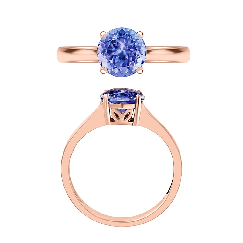 Tanzanite 1.50 ctw Solitaire Ring in Vermeil Rose Gold Over Sterling Silver (Size 7.5)