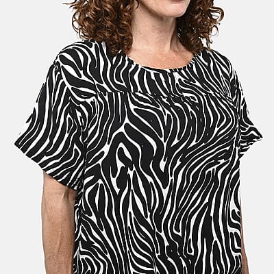 Tamsy Zebra 2 Piece Lounge Set with Wide Leg Pants - One Size Fits Most