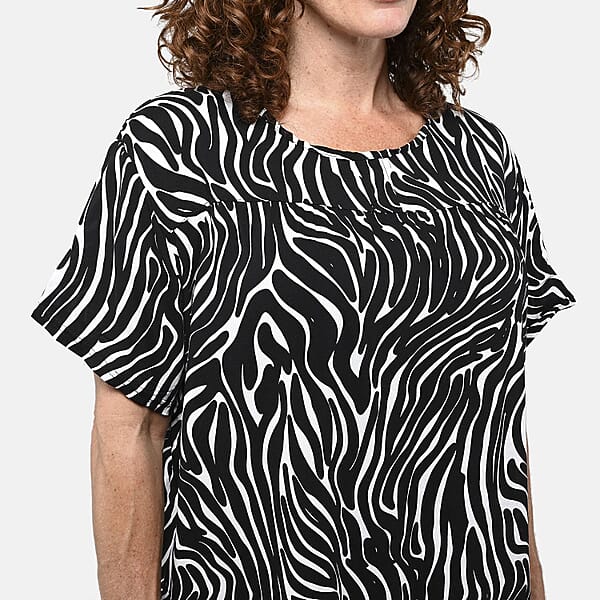Tamsy Zebra 2 Piece Lounge Set with Wide Leg Pants - One Size Fits Most
