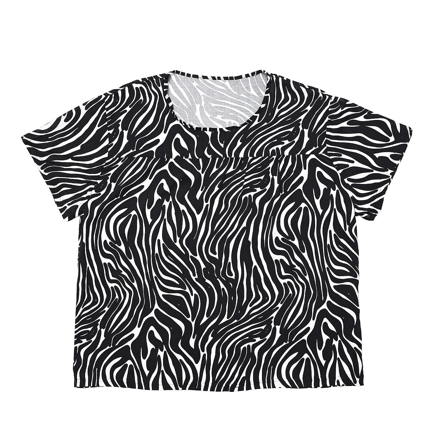 Tamsy Zebra 2 Piece Lounge Set with Wide Leg Pants - One Size Fits Most