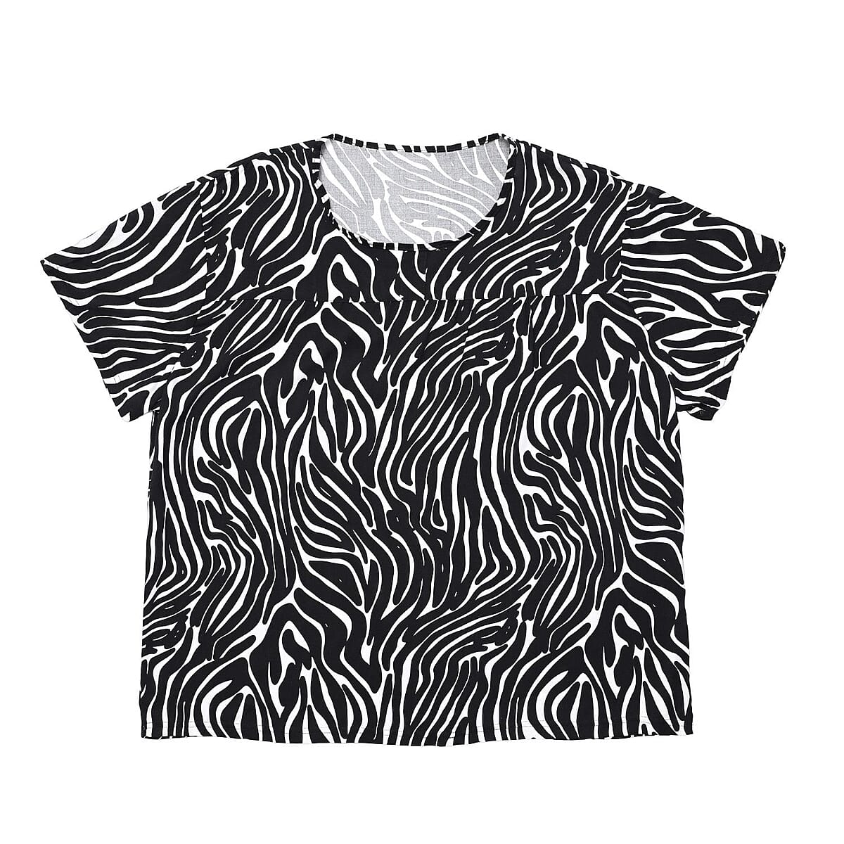 TLV Tamsy Black Zebra 2 Piece Printed Pajama Set with Wide Leg Pants - One Size Fits Most image number 5