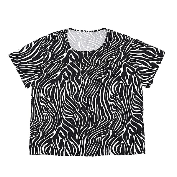 Tamsy Zebra 2 Piece Lounge Set with Wide Leg Pants - One Size Fits Most