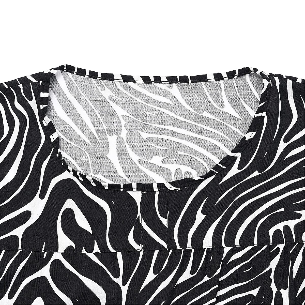 TLV Tamsy Black Zebra 2 Piece Printed Pajama Set with Wide Leg Pants - One Size Fits Most image number 6