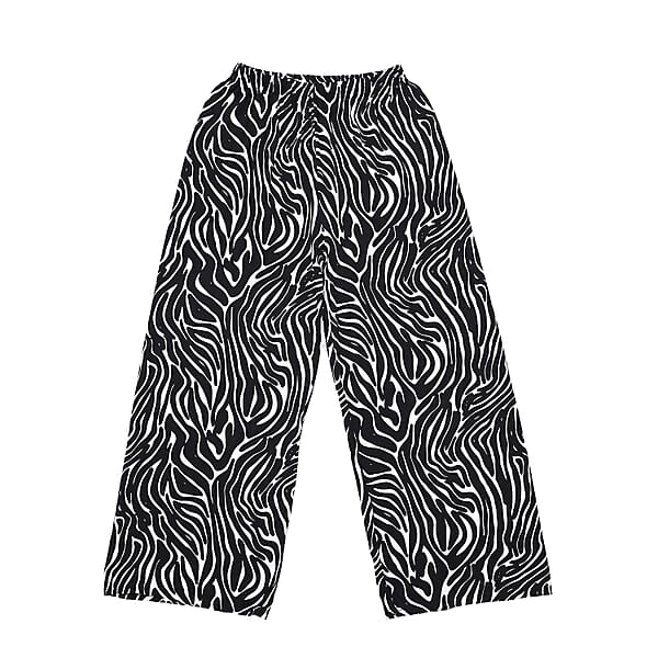 Tamsy Zebra 2 Piece Lounge Set with Wide Leg Pants - One Size Fits Most