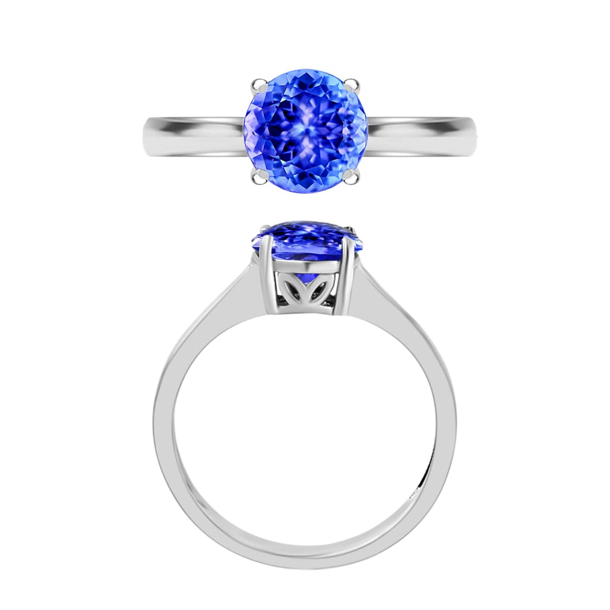 Tanzanite Solitaire Ring in Platinum Over Sterling Silver (Size 10) 1.45 ctw image number 3