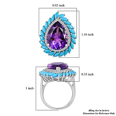 Moroccan Amethyst and Multi Gemstone Floral Ring in Platinum Over Sterling Silver (Size 10.0) 10.40 ctw