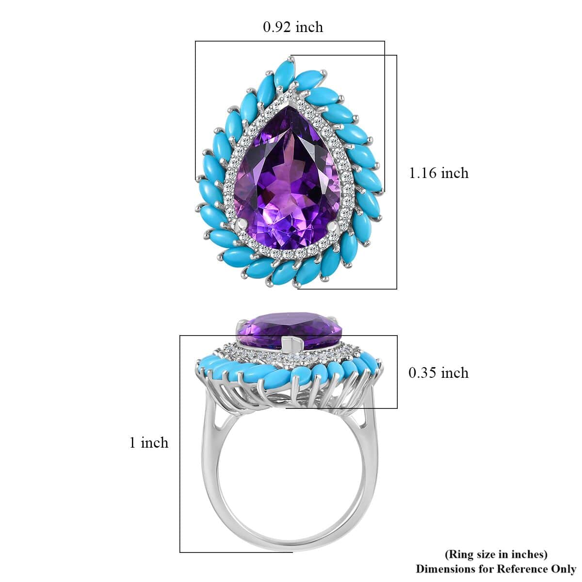 Moroccan Amethyst and Multi Gemstone 10.40 ctw Floral Ring in Platinum Over Sterling Silver (Size 6.0) image number 5