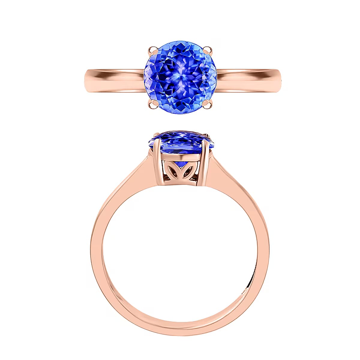Luxoro 14K Rose Gold Premium Tanzanite Solitaire Ring (Size 10.0) 4 Grams 1.50 ctw (Del. in 10-12 Days) image number 3