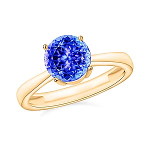 Luxoro 14K Yellow Gold Premium Tanzanite Solitaire Ring (Size 4.5) 4 Grams 1.50 ctw (Del. in 10-12 Days)