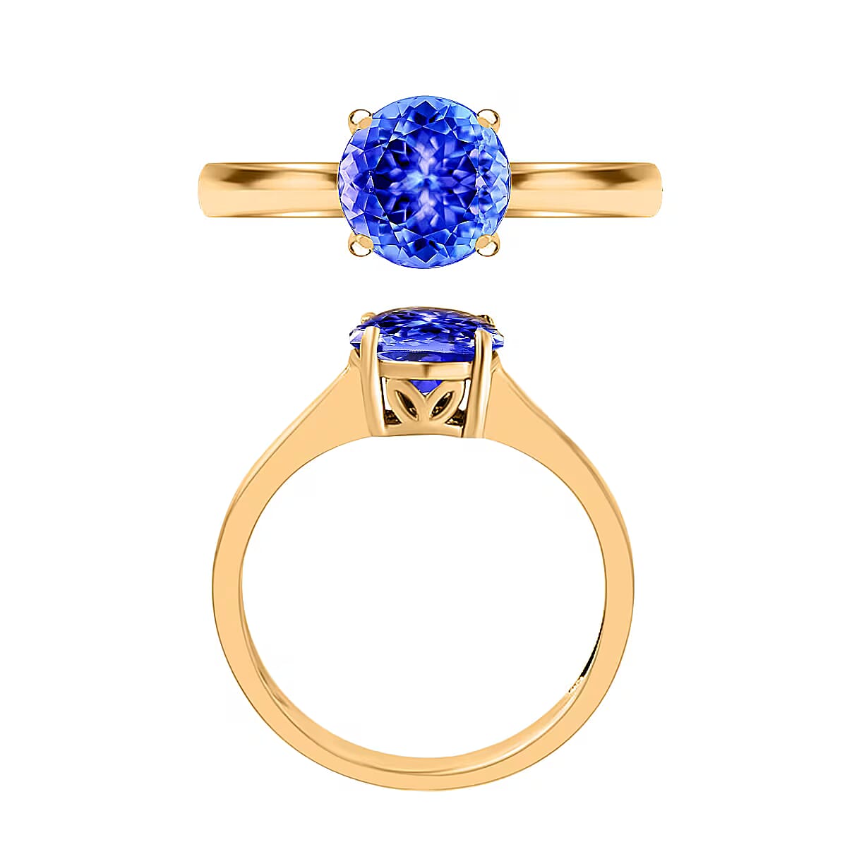 Luxoro 14K Yellow Gold Premium Tanzanite Solitaire Ring (Size 5.0) 4 Grams 1.50 ctw (Del. in 10-12 Days) image number 3