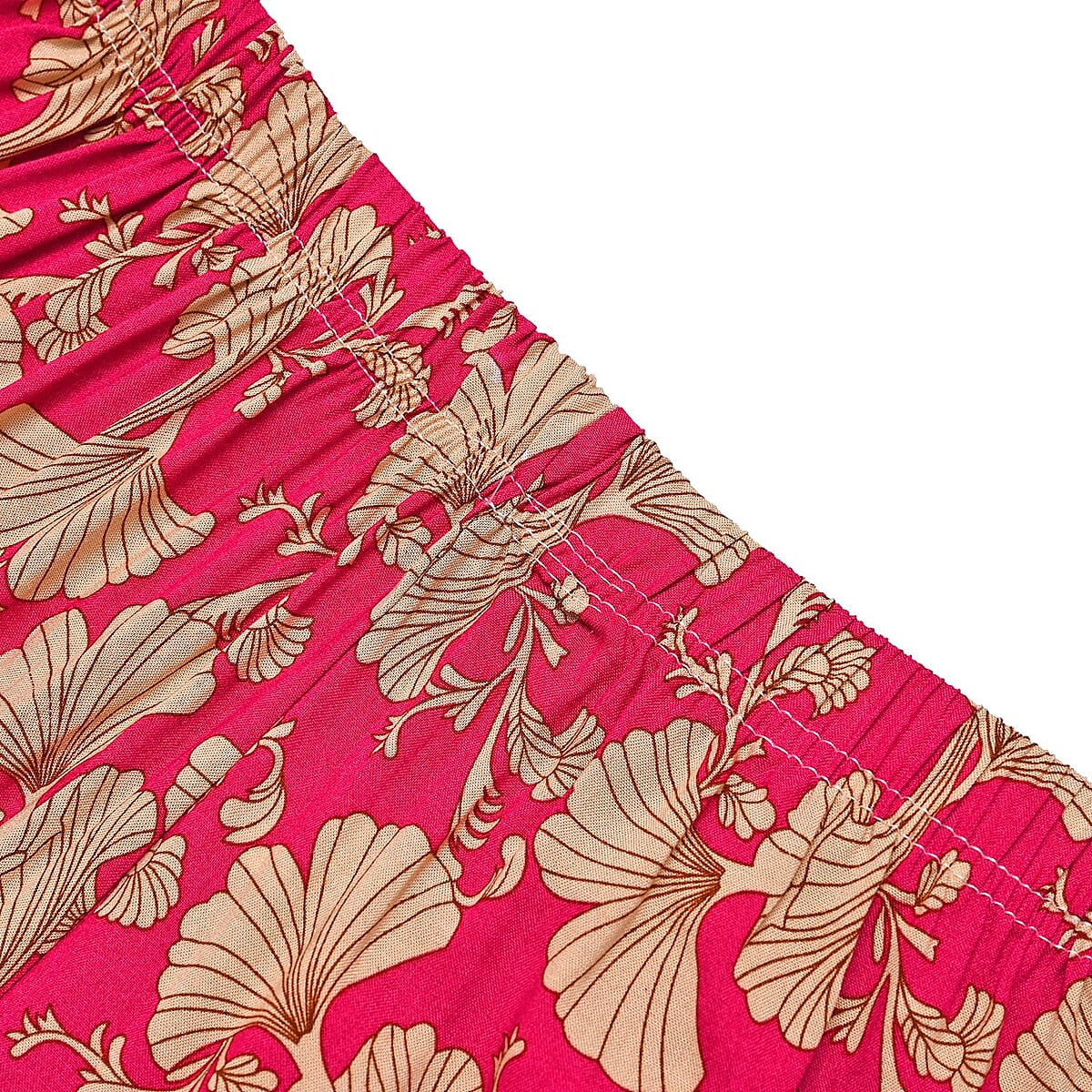 Tamsy Pink Ginkgo 2 Piece Lounge Set with Wide Leg Pants - One Size Fits Most image number 8