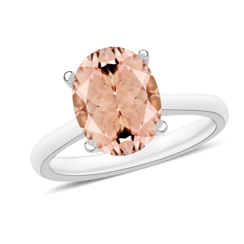 Premium Marropino Morganite 2.40 ctw Solitaire Ring in Platinum Over Sterling Silver (Size 12.0)