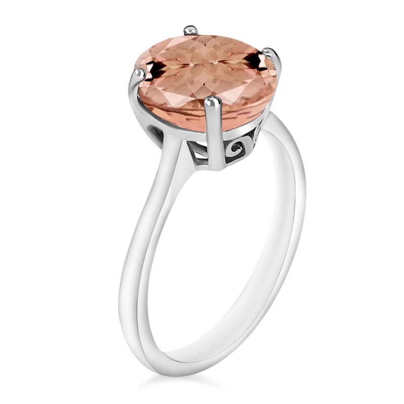 Premium Marropino Morganite 2.40 ctw Solitaire Ring in Platinum Over Sterling Silver (Size 12.0)